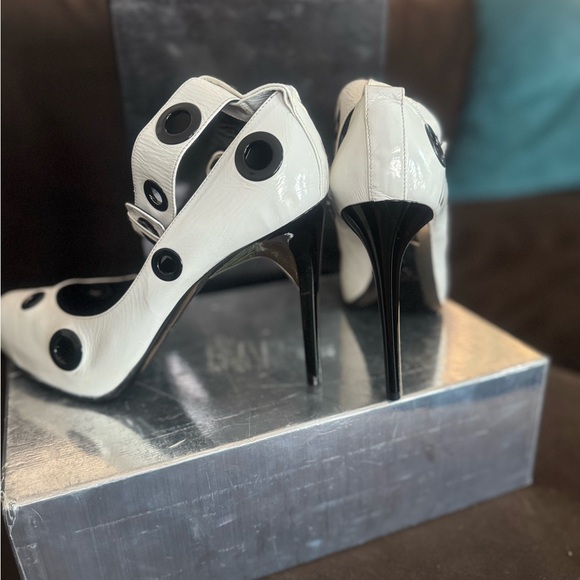 Ruthie Davis White and Black Polka Dot Heels - Picture 4 of 8